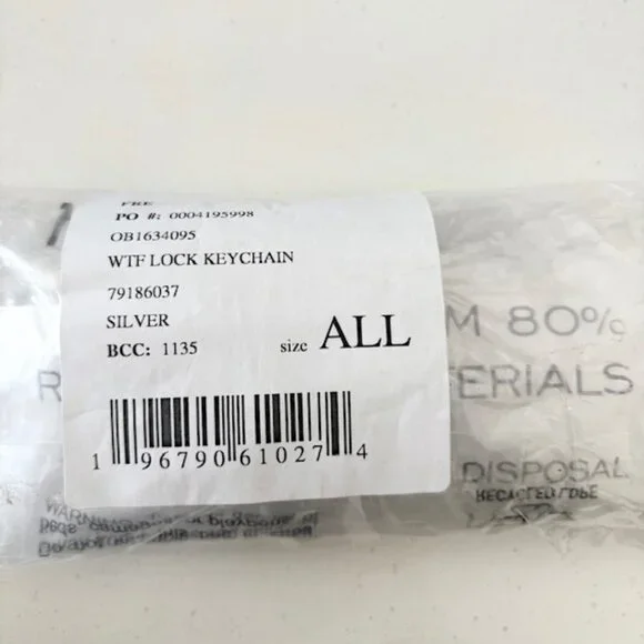 Free People WTF Lock Keychain - NWT - Picture 5 of 5